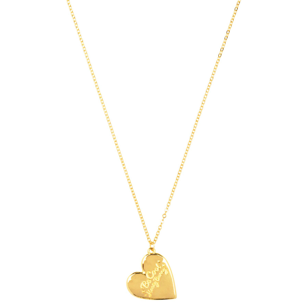 Zierliche Halskette mit Herz-Anhänger, vergoldet und Gravur -Be cool honey bunny-