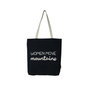 Shopper/Tasche mit Aufdruck -Women move mountains-, schwarz und Reißverschluss von hello-bags
