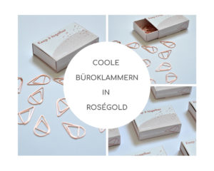 Coole Büroklammern/Paper Clips in roségold in hübscher Box