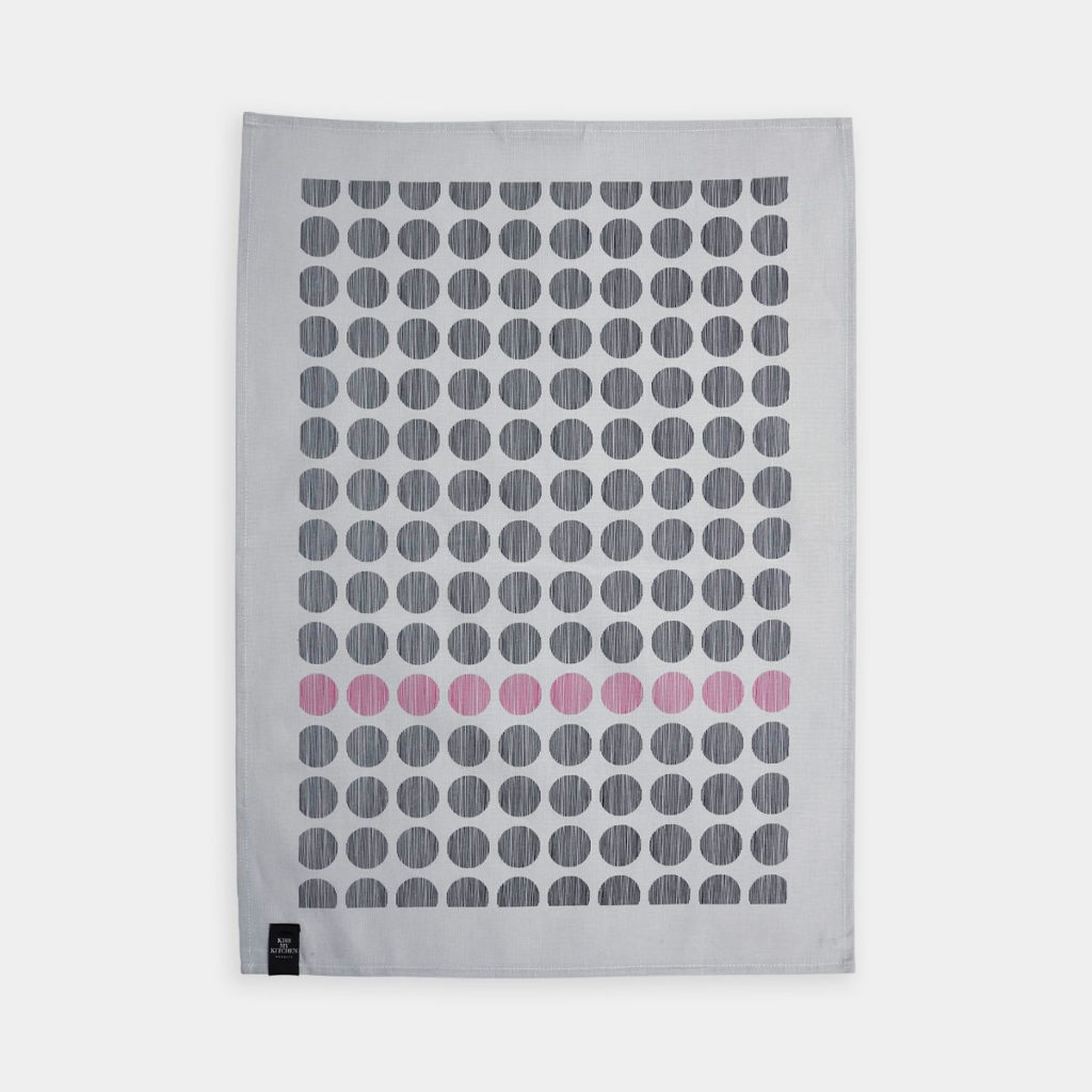 Geschirrtuch mit Dots in grau,schwarz & pink