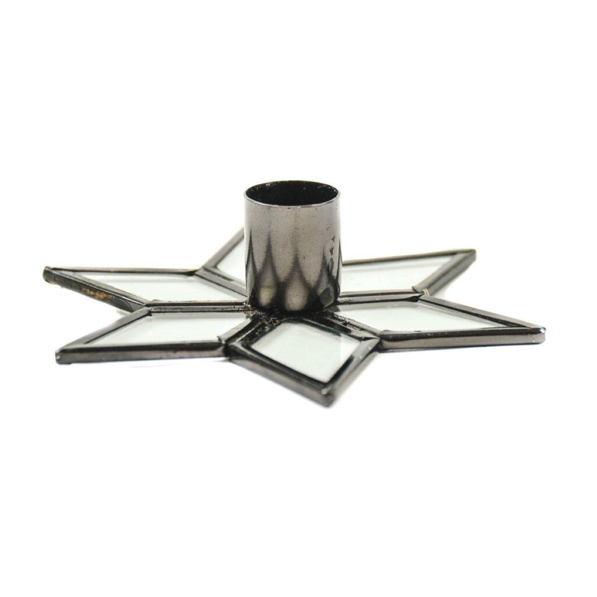 Kerzenhalter Stern aus Glas und Metall, schwarz von HOUSEVITAMIN